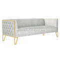 Luxury light grey fabric rhomboid design sofa